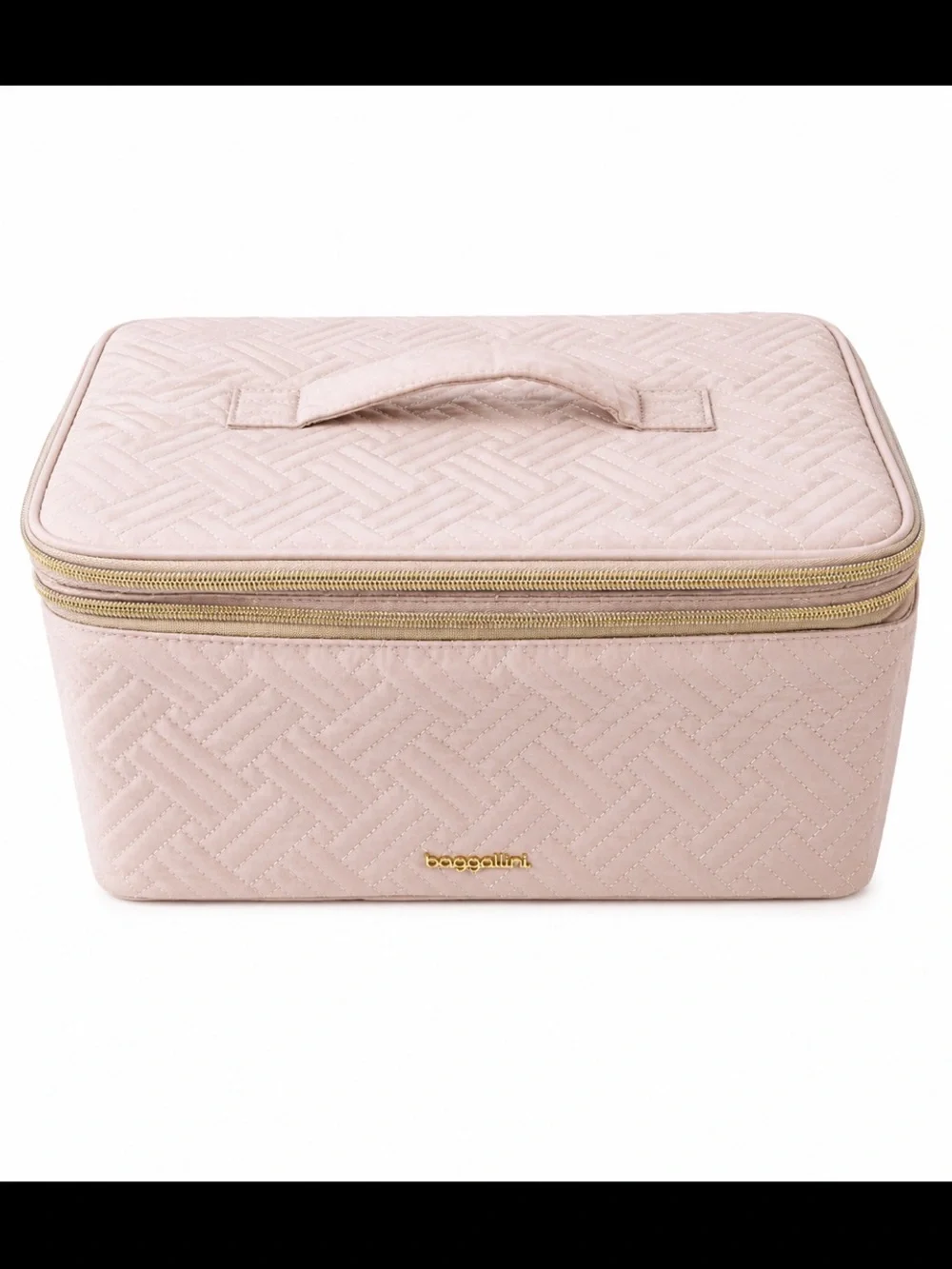 BAGSMART Quilted Travel Makeup Train Case Organizer Blush Pink NWT